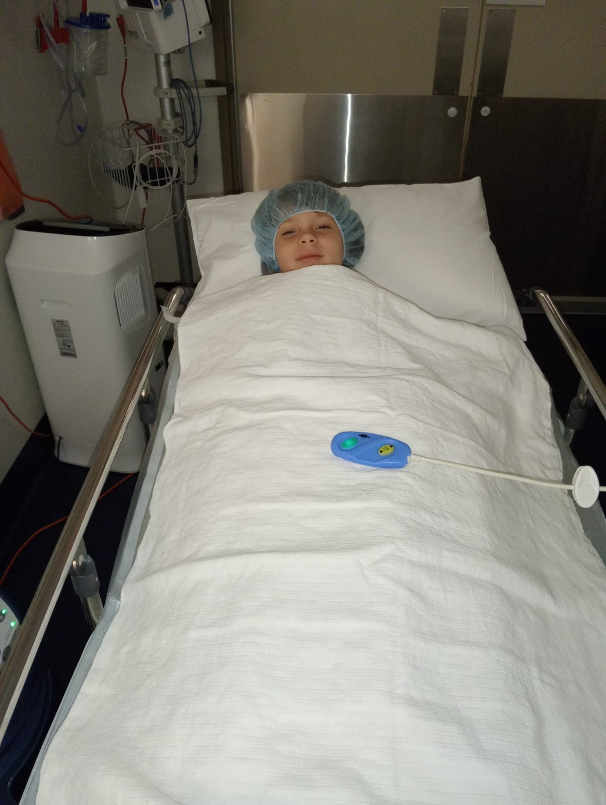 Dakota in hospital bed
