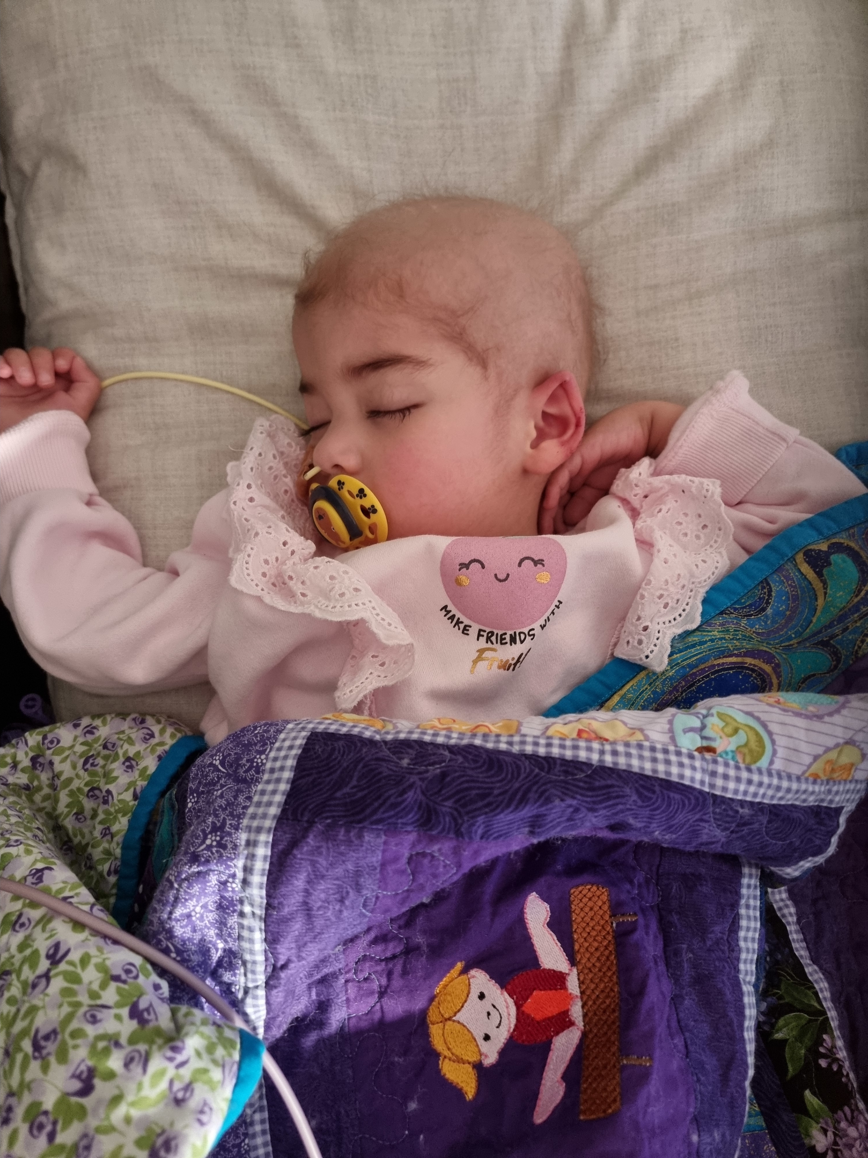 Mia unwell in hospital bed