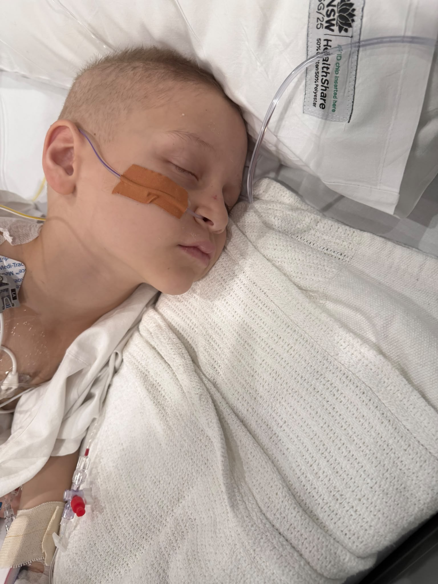 Vincent asleep in hospital