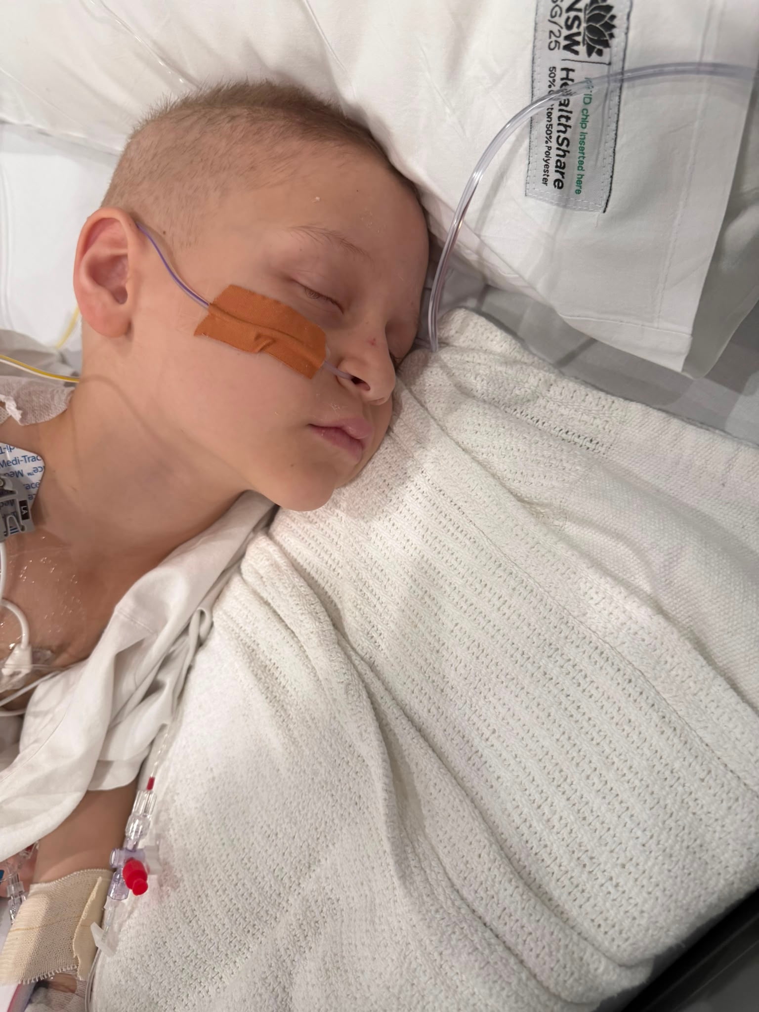 Vincent asleep in hospital
