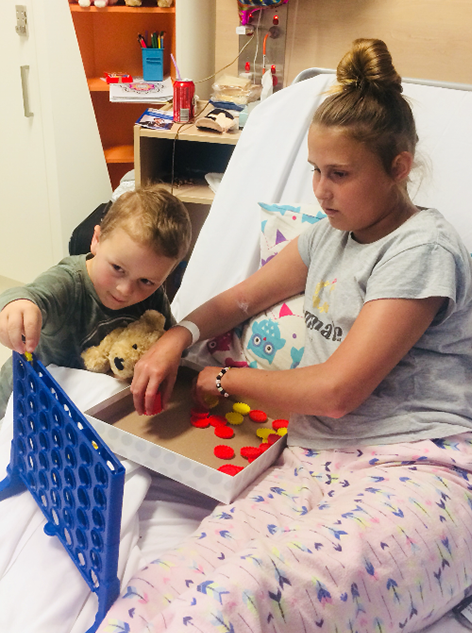 Tegan and nephew in hospital
