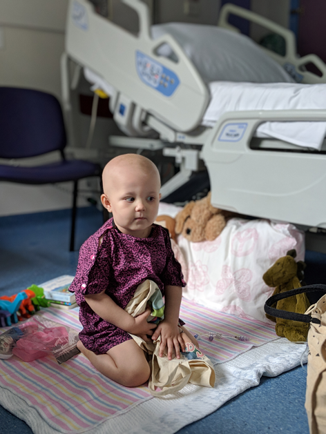 Harper during treatment in hospital