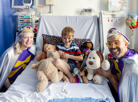 Captain Starlight w cute kid and his stuffies