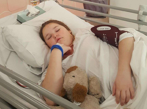 Shania sleeping in hospital