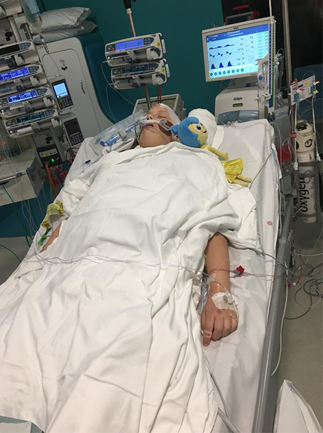 Fleur in hospital during treatment