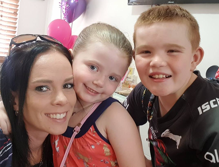 Jack with mum and sister