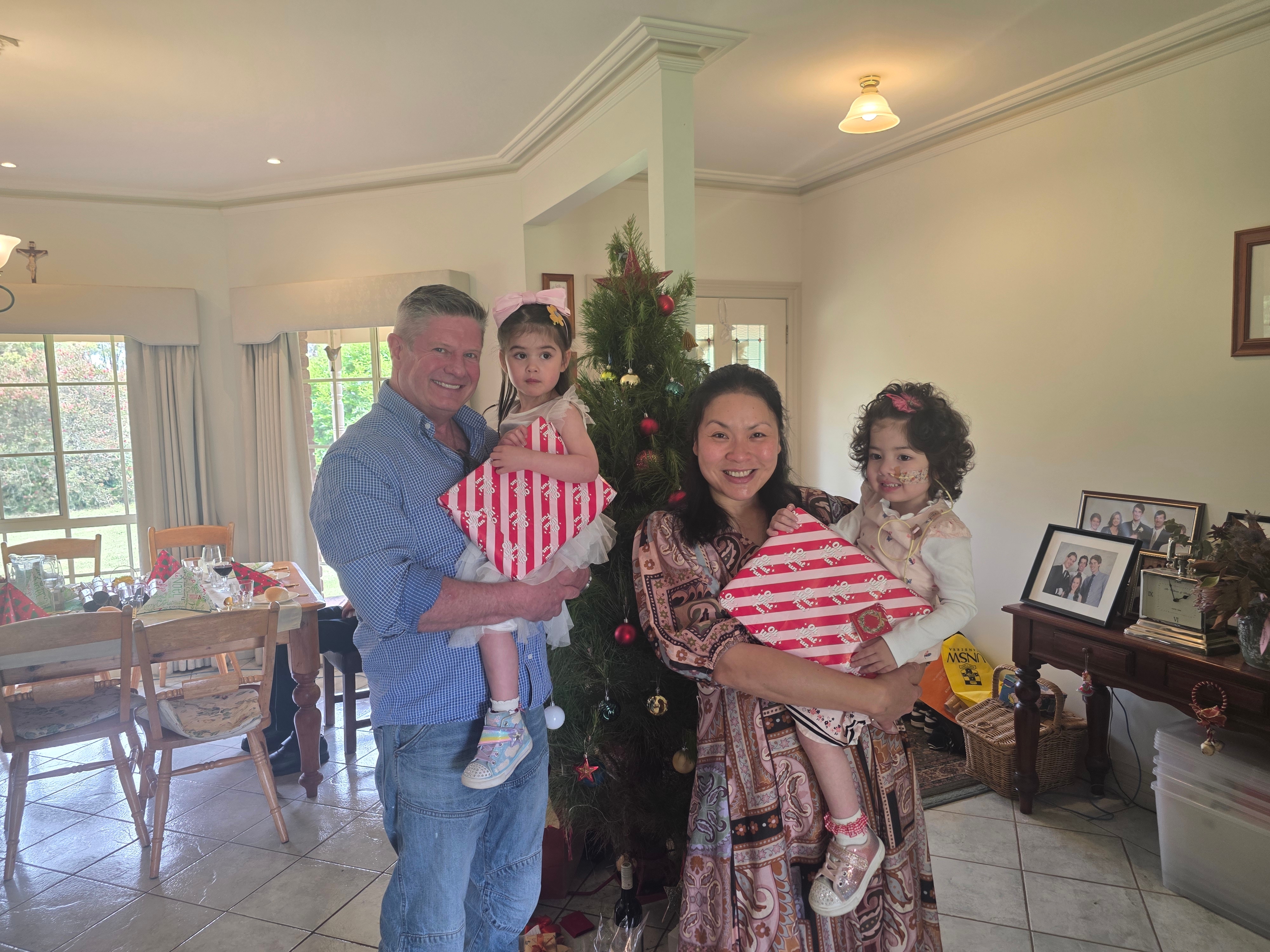Mia and her family at Christmas