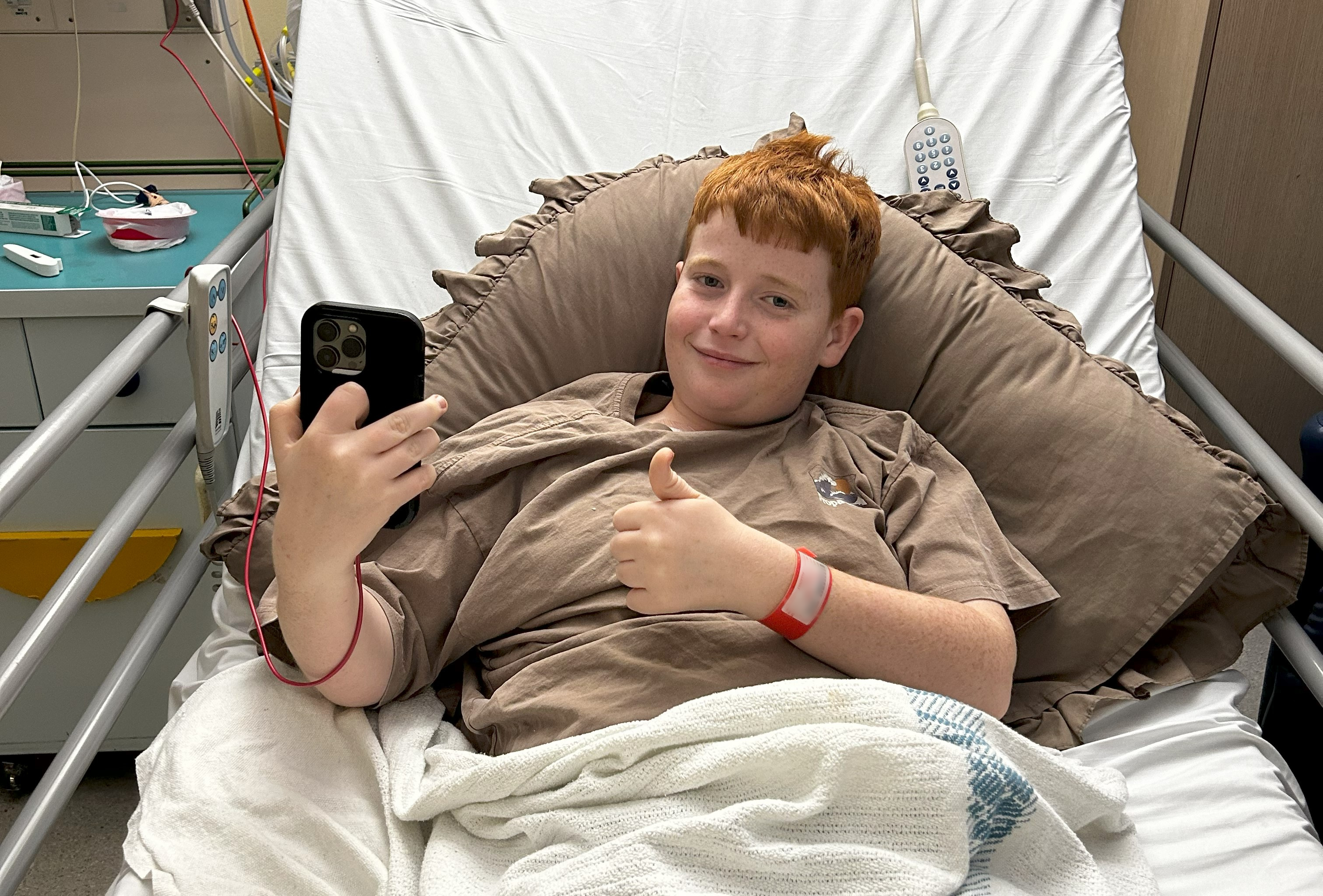Spencer in hospital pre-treatment