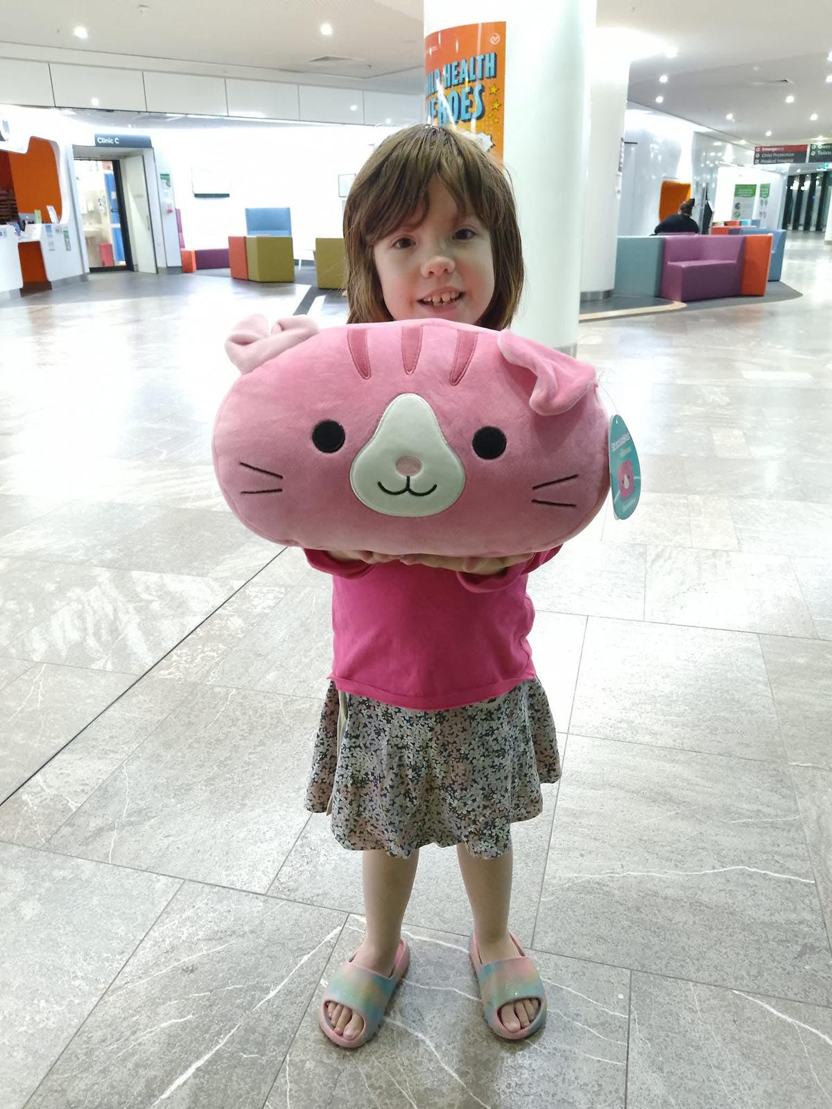 Pink squishmallow and Amara