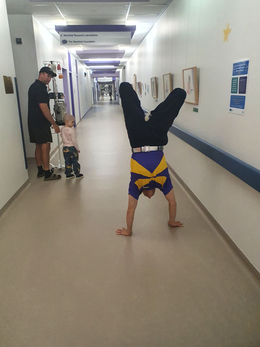 Captain Starlight walking on hands