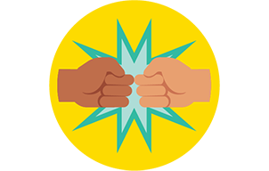 fist bump yellow icon - card