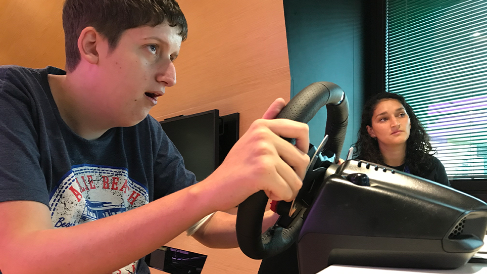 Jackson during his simulated driving experience
