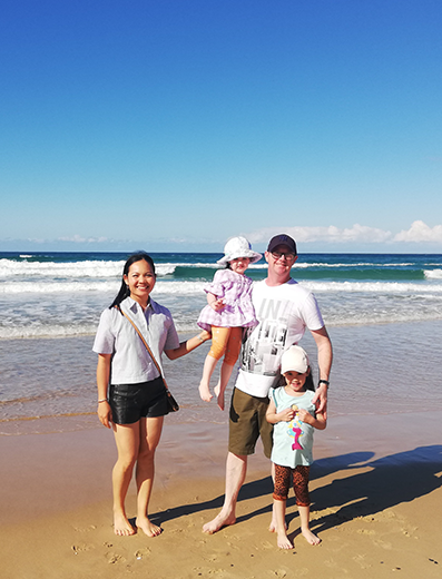 Elsie and family at the beach