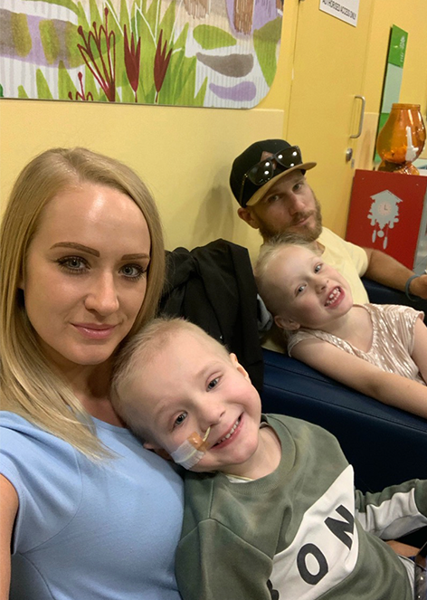 Hunter and his family in hospital