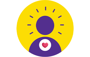 Person with heart - yellow icon card