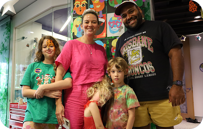 Family with Sam Thaiday outside Starlight Express Room