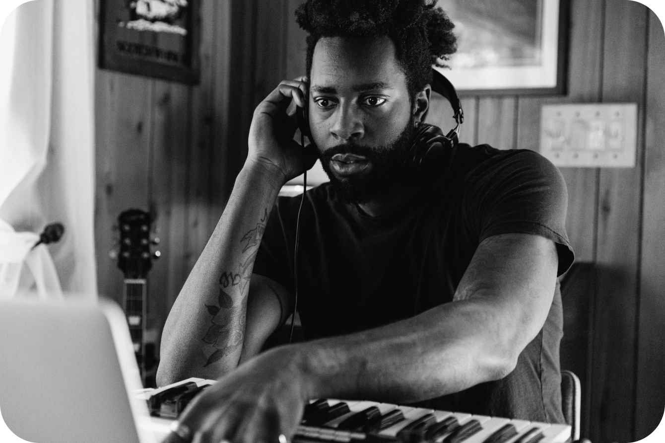 A man recording in the studio