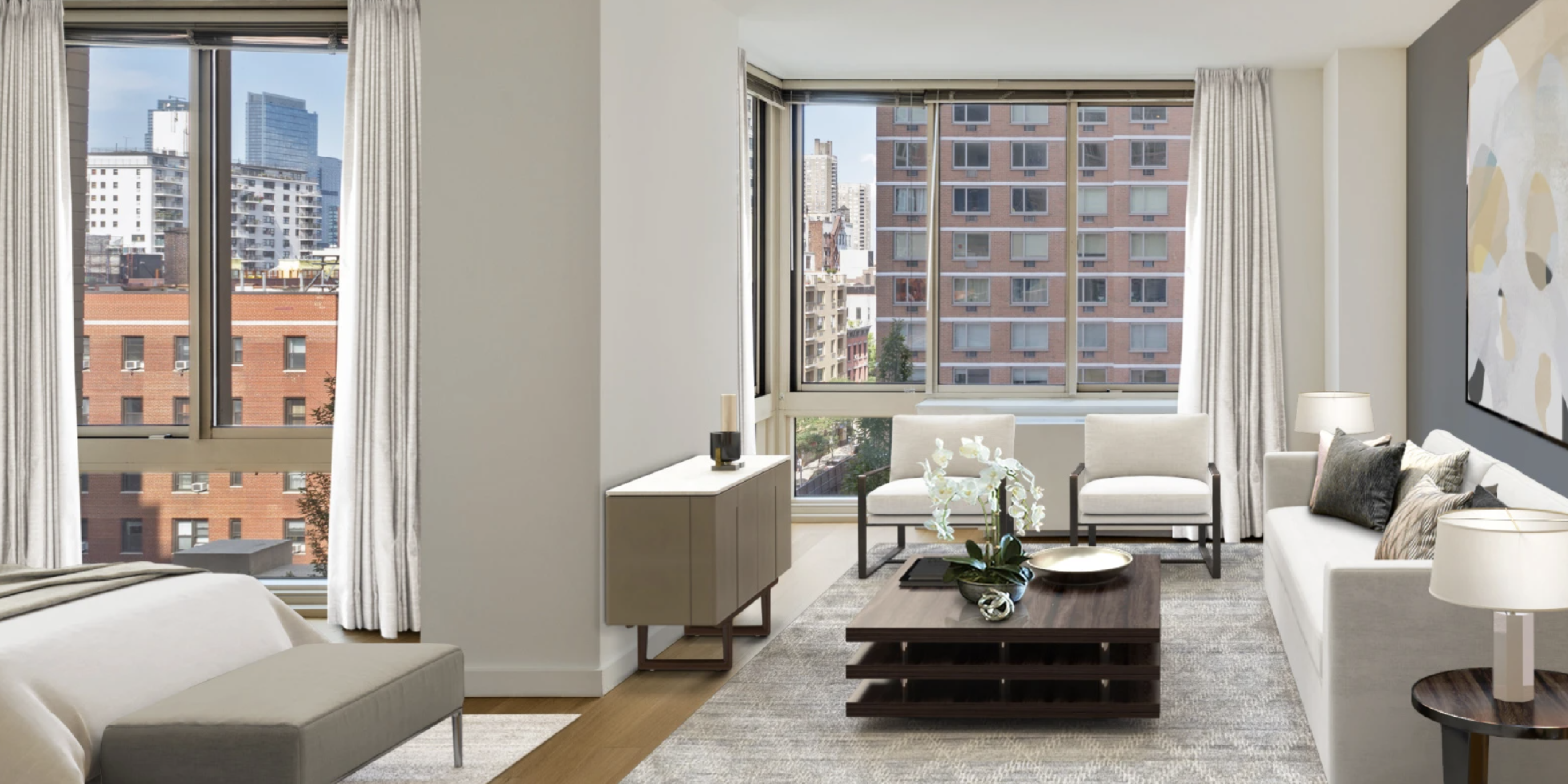 image of an apartment at marc with beautiful windows and an open-concept living room 