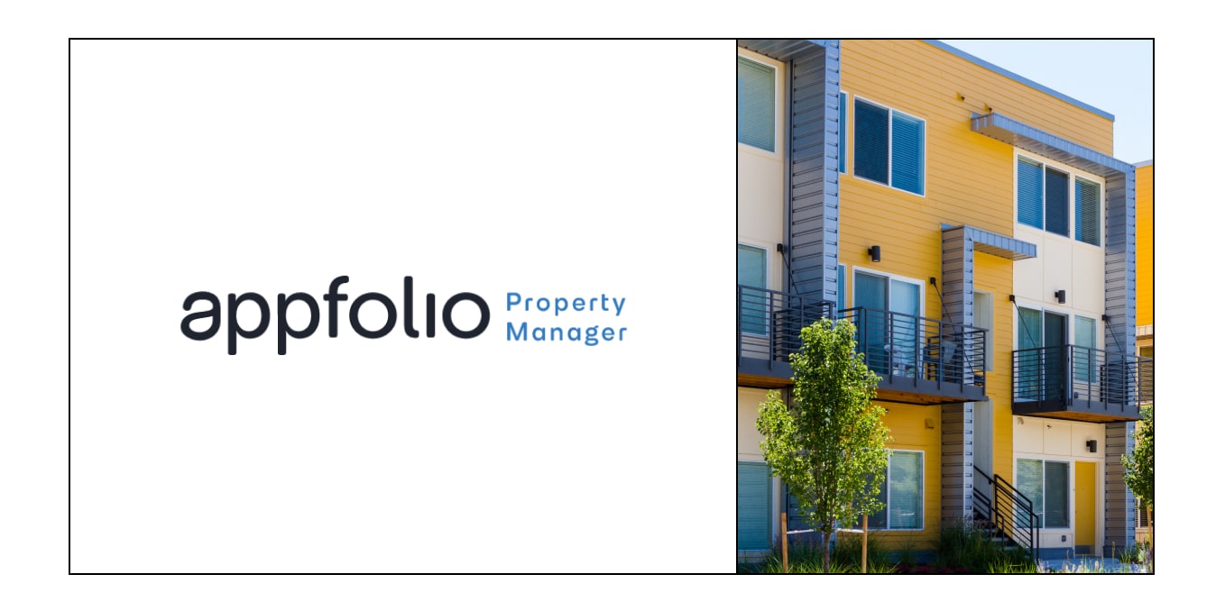 Body image of Appfolio logo and a modern building.