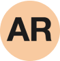 A peach-colored circle with the initials AR in it