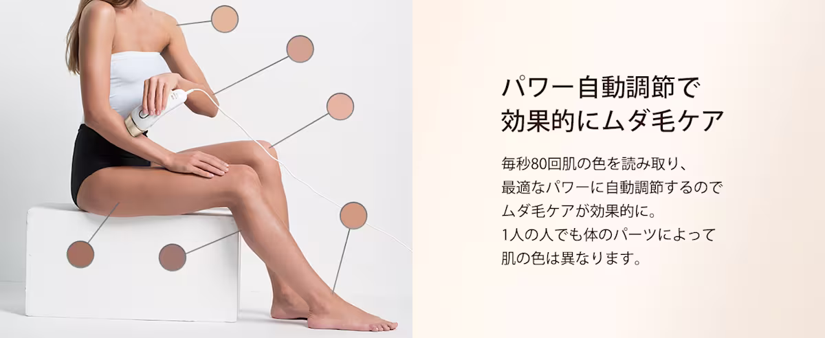 パワー自動調節で効率的にムダ毛ケア