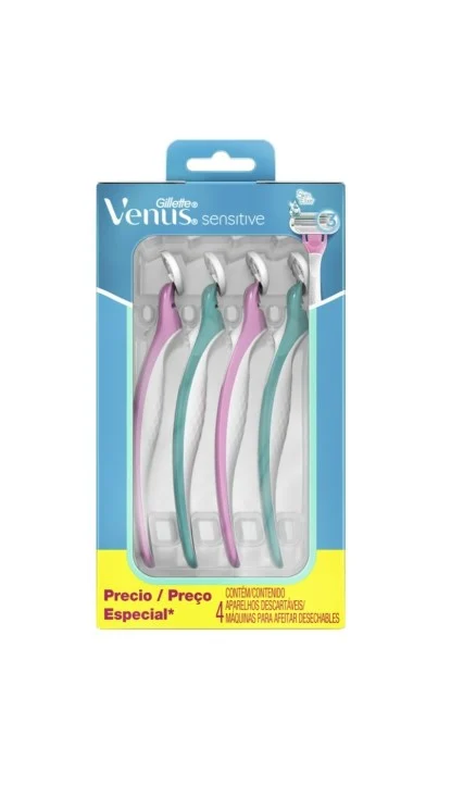 Venus Sensitive Pack 4 Maquinillas de Afeitar Desechables Mujer