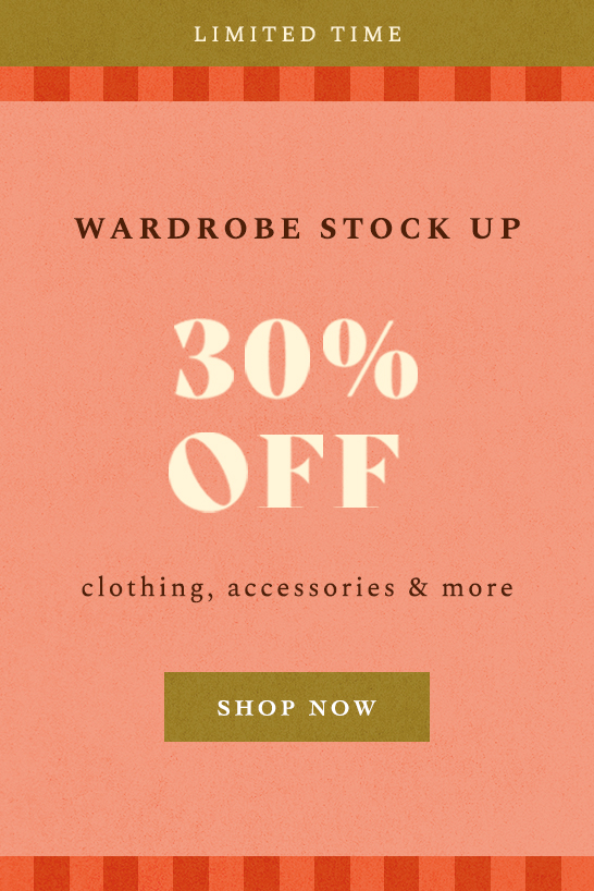 shop 30% off clothing, accessories, and more