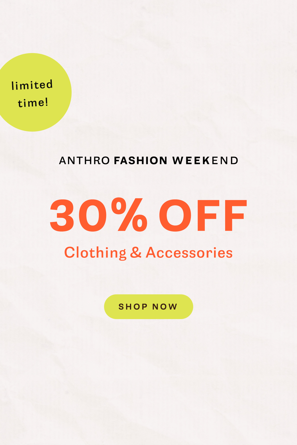 shop 30% off clothing and accessories