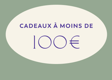 Fond doré avec texte blanc "CADEAUX À MOINS DE 100 €"