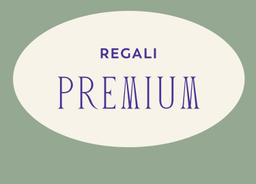 Sfondo marrone con testo bianco "REGALI" e "100 €+" in caratteri grandi ed eleganti