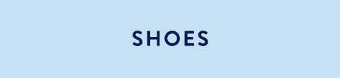 The word SHOES in dark blue capital letters centered on a light blue background.
