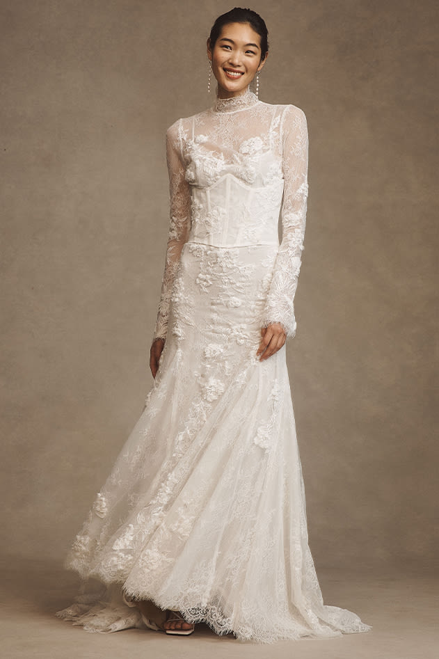 Minimalist Strapless Crepe Wedding Dress With Cutouts Modern Mesh Corset  Wedding Dress With Slit Button Front Sheath Wedding Dress MATHILDE -   Canada