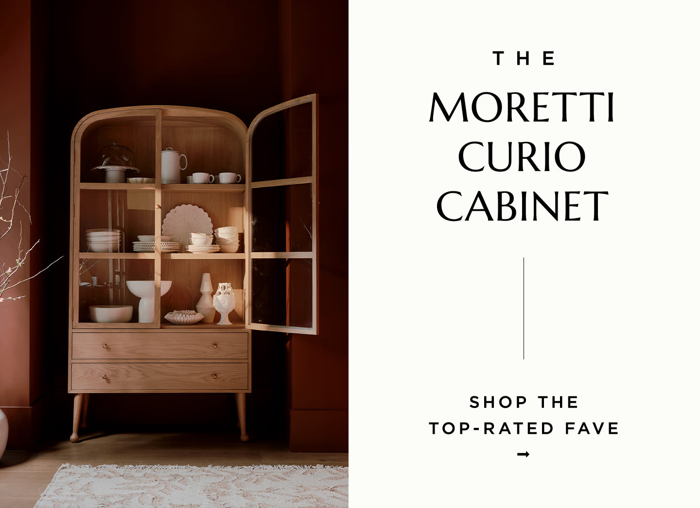 Moretti Oak Curio Cabinet