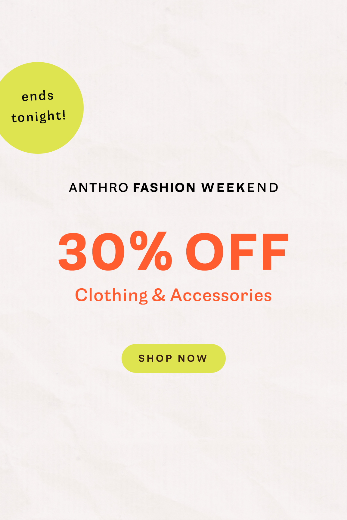 shop 30% off clothing and accessories