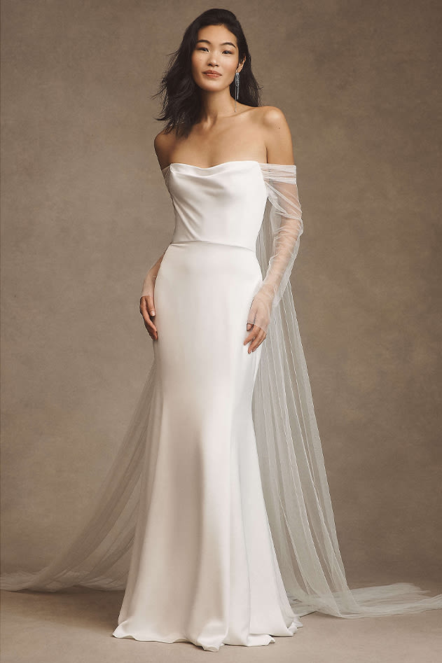 White satin gown Isla, Simple Satin Wedding Dress