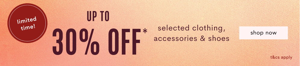 Orange banner advertising 20% OFF selected clothing, home & accessories with text "1000s of styles" and "LIMITED TIME" with shop now button