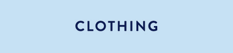 The word CLOTHING in dark blue capital letters centered on a light blue background.