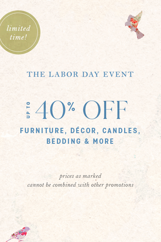 shop up to 40% off furniture, decor, and more