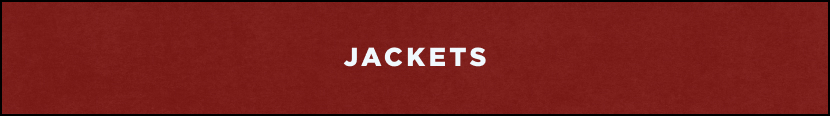 Red banner with white text reading JACKETS centered on a dark red textured background