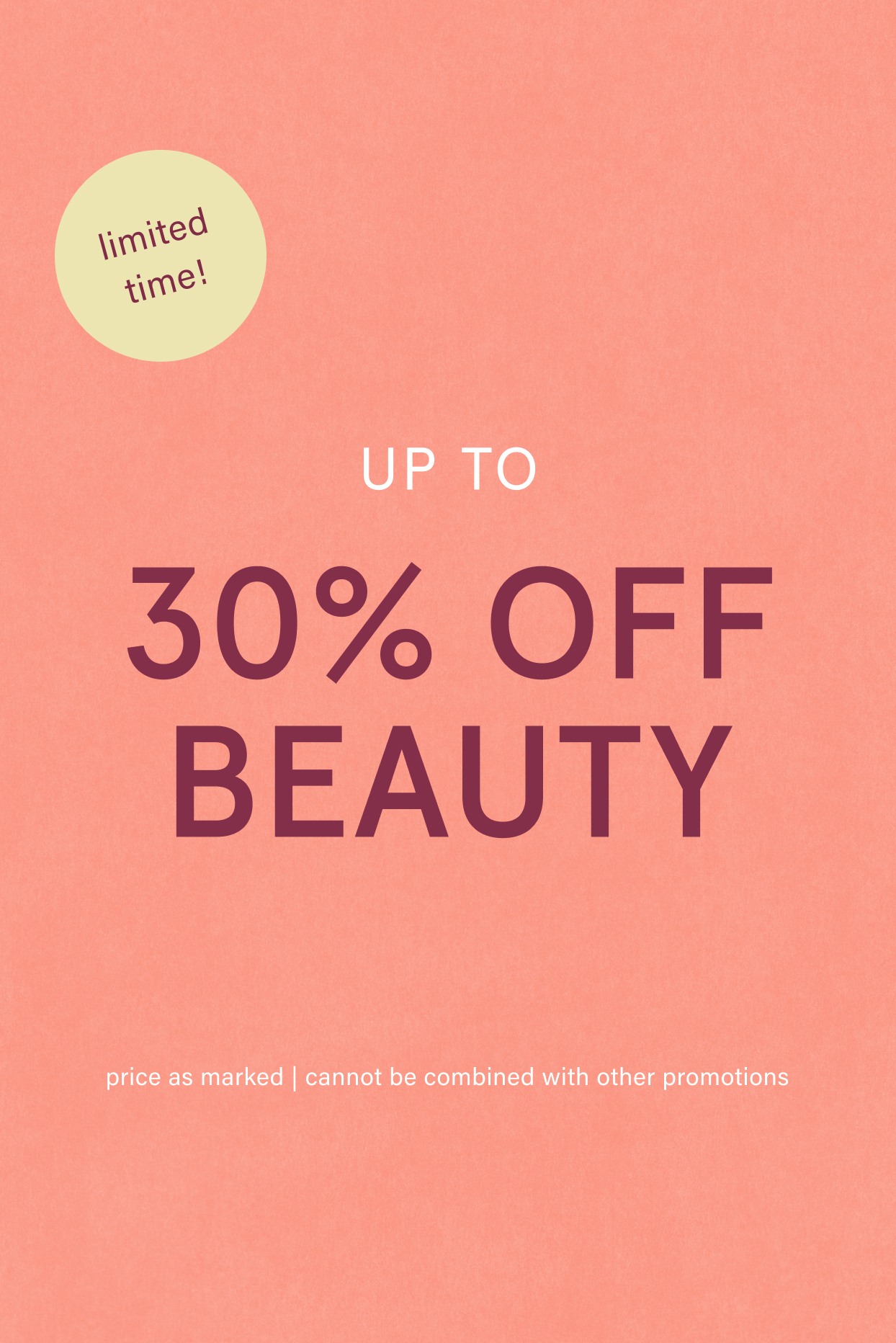 up to 30% off beauty