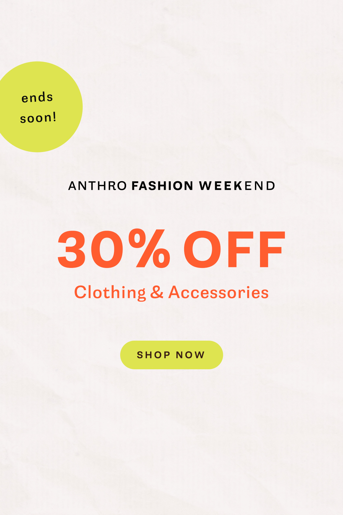 shop 30% off clothing and accessories