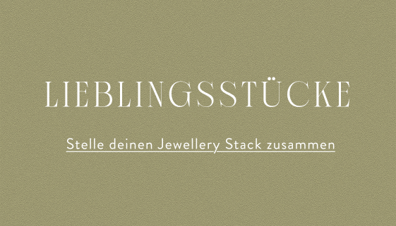 Goldener Hintergrund mit weißem Text, auf dem „OBJECTS OF AFFECTION" und darunter in kleinerer Schrift „create your jewellery stack" steht.
