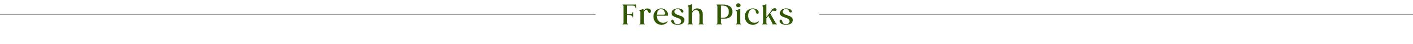 Fresh Picks text in green serif font on white background