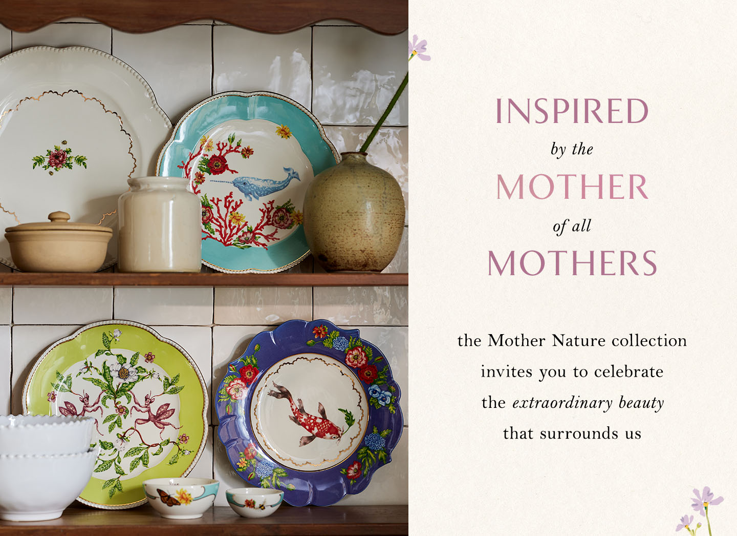 Anthropologie SET/2 Plates LOU ROTA Dessert NATURE TABLE Fish