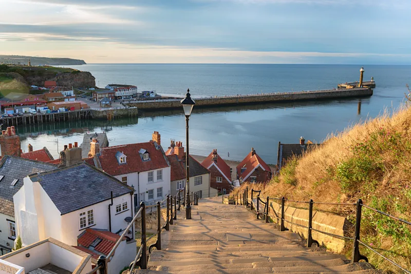 Sea views in Whitby, a coastal town in Yorkshire, England, UK