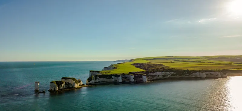 Aerial Old Harry Rocks white cliffs aerial bournemouth