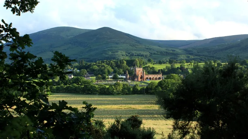 Sweetheart Abbey and criffel Hill, New Abbey, Dumfries