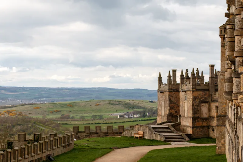 Landscape countryside view from Bolsover Castle near Chesterfield, Derbyshire, England, UK