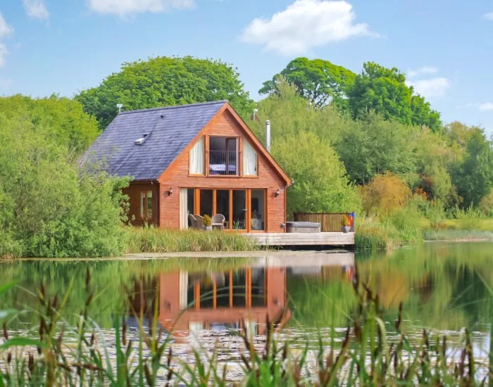 Luxury lodge at Anglesey Lakeside Lodges in Anglesey, North Wales, UK