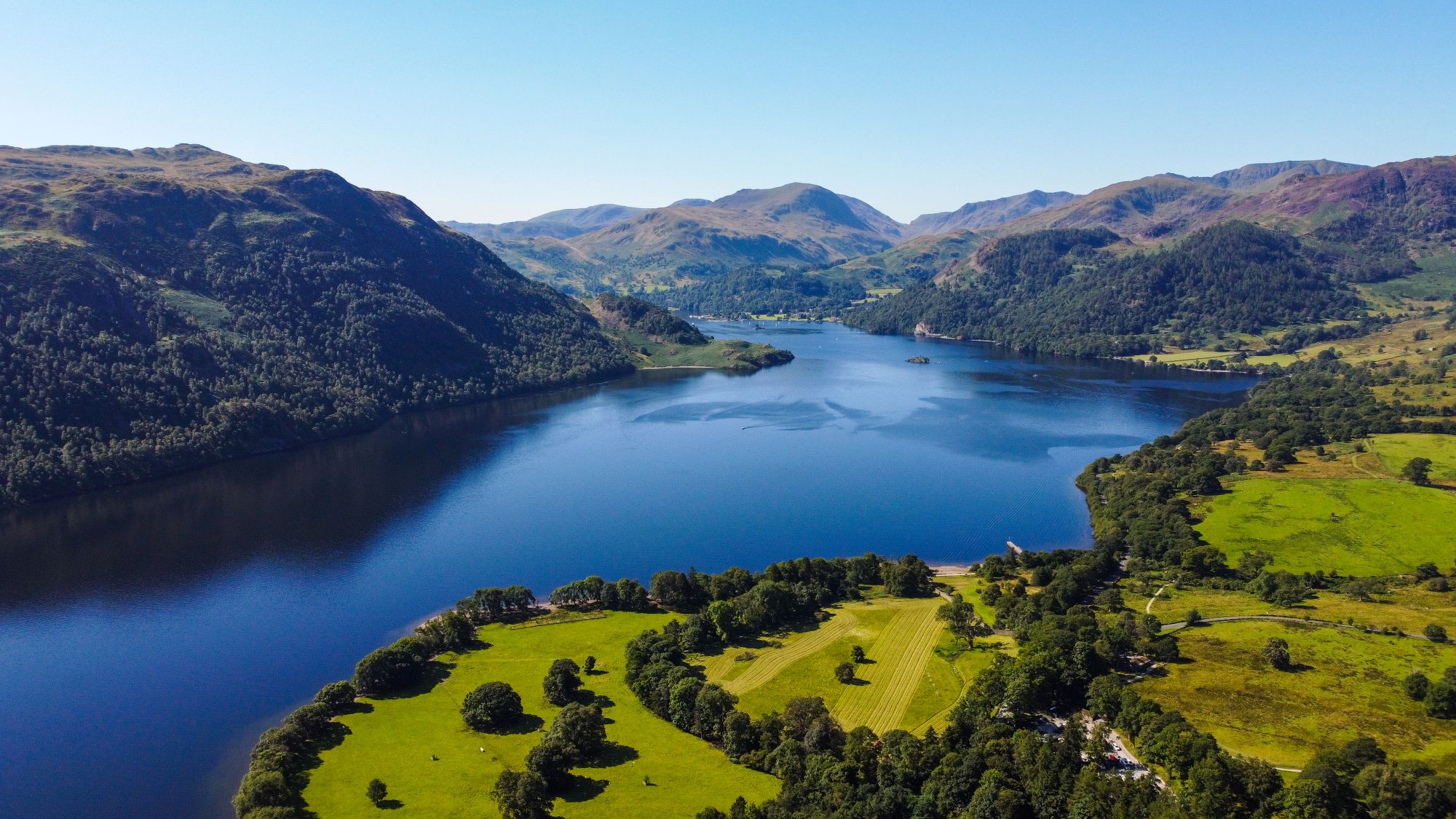 Aerial view of the Lake District National Park, Cumbria, UK